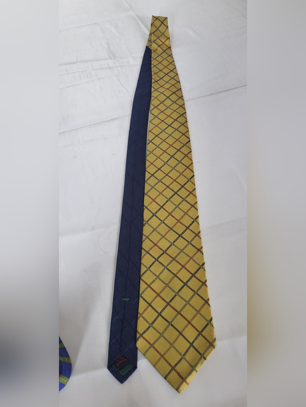 Tommy Hilfiger Yellow Plaid Tie with Navy Back